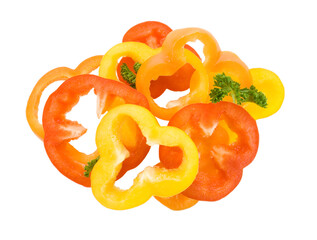 colorful pepper rings isolated on the white background