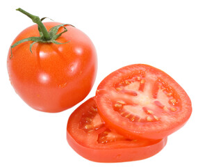 red fresh tomato with drops of water