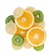 fruit assortment with orange kiwi lemon segments