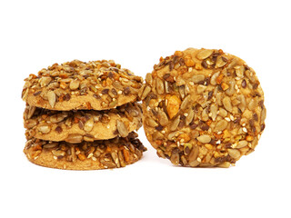 Biscuits or cookies with seeds isolated on white