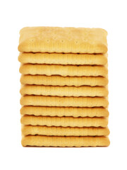 Stack of butter biscuits isolated on white

