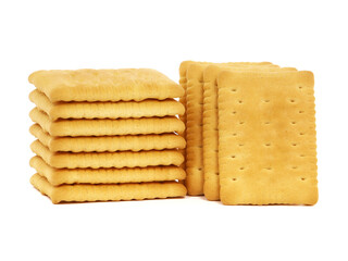 Stack of butter biscuits isolated on white