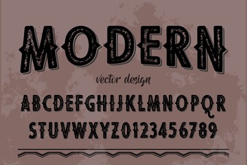 alphabet lettering font, typeface vector, vintage font, black style background