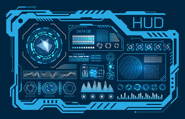 HUD UI for Business App. Futuristic User Interface HUD and Infographic Elements