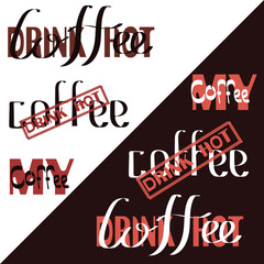 Set of hand drawn coffee theme elements, vector illustration