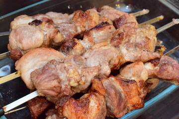 pork kebab meat close up