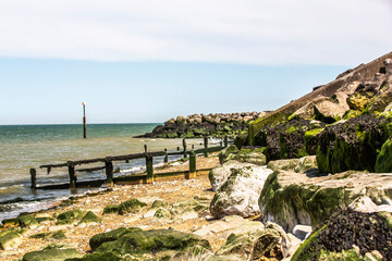 Shingle beach located near Herne Bay in Kent, UK