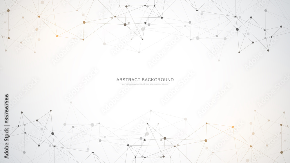 Wall mural abstract polygonal background with connecting dots and lines. global network connection, digital tec