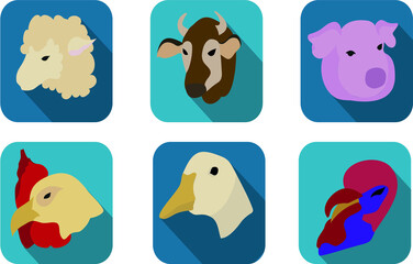 Flat Icon Vector Farm Animal