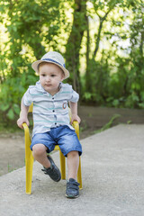 two-year-old boy outside