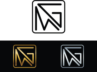 MG letter monogram square shape logo design