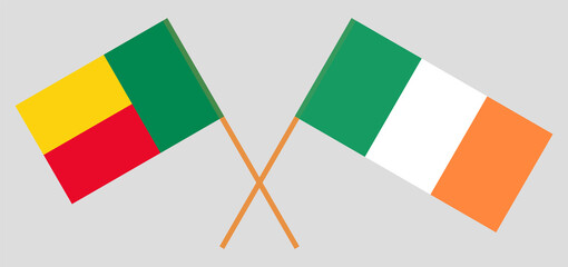 Crossed flags of Benin and Ireland