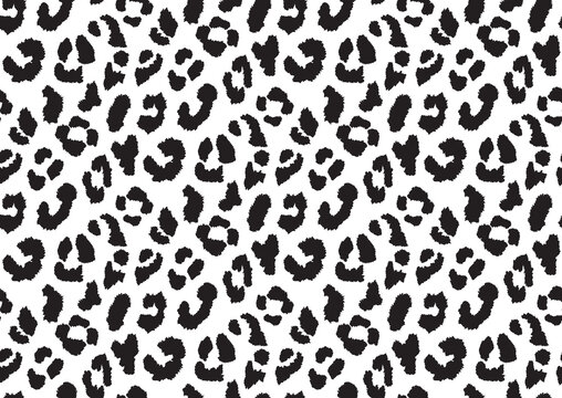 Abstract styled animal skin leopard seamless pattern design. Jaguar, leopard, cheetah, panther fur. Black and white seamless