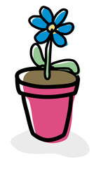 Blumen Topf Comic Style gezeichnete Vektor Datei. Anpassbar und veränderbar nach belieben.