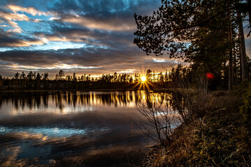a beautiful summer sunset on a Swedish lake