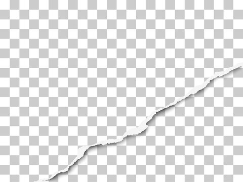 Torn bottom right part of sheet of transparent paper. Vector template paper design.