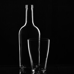 the contour of the bottle is outlined by light