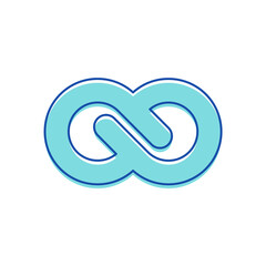 Obraz premium Infinity Symbol Isolated on White Background. Design Element for Company Branding. Blue Contoured Thickness Style Symbol of Repetition and Unlimited Cyclicity. Linear Vector Illustration, Icon, Sign