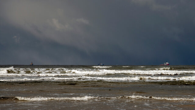 Shipping sitting out a storm on the Moray Firth