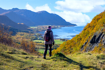 Hike to the Guromanne  mountain in great weather, Nordland county