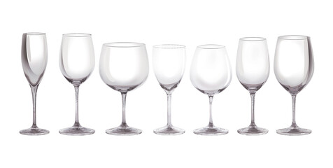 Set of glasses for wine. 3d Illustration. Isolated on a white background