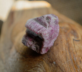 Pink tourmaline mineral stone on collection 