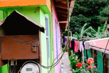 colorful house and clothesline 