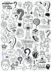 
thinking psychology doodle set