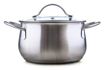 Steel pot isolated on white background