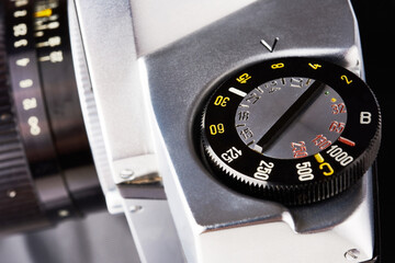 Shutter speed and sensitivity dial old vintage photo camera