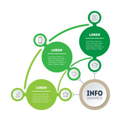Eco Business presentation with 3 options. Infographic of green technology or education process with three steps. Web Template of a sales pipeline, info chart or diagram. Annual report.
