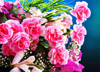 Fototapeta premium Composition with bouquet of freshly cut flowers