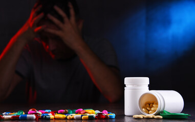 Drugs and the figure of a addicted man