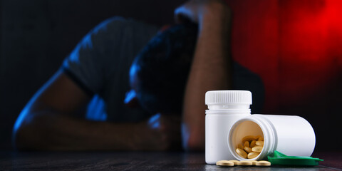 Drugs and the figure of a addicted man