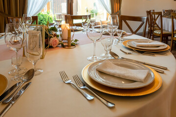 Decorated wedding tables ready for the ceremony