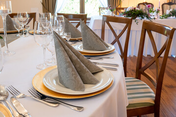 Decorated wedding tables ready for the ceremony