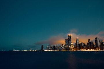Fototapeta premium Chicago, IL / USA - Jun 5 2015: Photo to downtown of Chicago in midnight in Jun