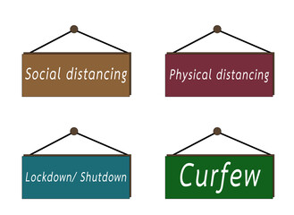 lifestyle lettering stickers. Vector for web, print, scrapbook, card,ect. Health care. Global viral pandemic. Coronavirus COVID-19