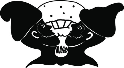 Silhouettes of two gnomes with fly agaric.