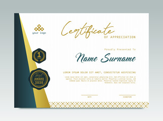 Certificate template awards diploma background vector modern design simple elegant and luxurious elegant. layout horizontal in A4 size