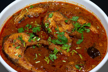 Spicy Mouth Watering Indian Traditional Fish Curry in a Bowl