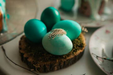 Obraz premium easter eggs on a plate