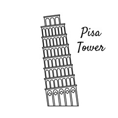 Famous Pisa tower in line art style. Illustration suitable for travel, leisure and souvenir themes.