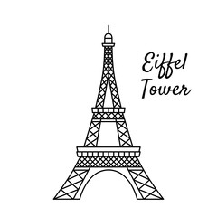 Fototapeta na wymiar Famous Eiffel Tower in line art style. Illustration suitable for travel, leisure and souvenir themes.