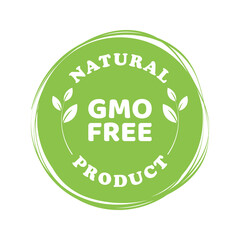 Vector illustration of a free GMO green emblem logo on a white background.