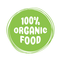 Organic food product icon design symbol. Stamp with green design. Vector illustration.