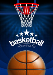 Basketball modern sports poster design banner with 3d realistic shiny ball. Basketball tournament Illustration banner logo realistic orange ball. posters design flyer set Playoff championship template