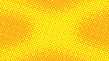 Obraz premium Bright yellow and orange pop art background in retro comic style with halftone dots design