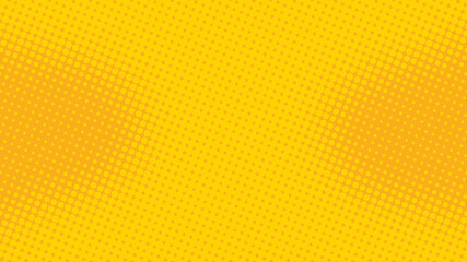 Bright yellow and orange pop art background with halftone dots in retro comic style, backdrop template for your design