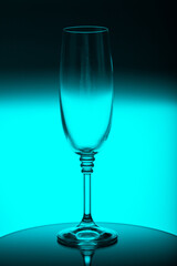 an empty champagne glass on a typical background